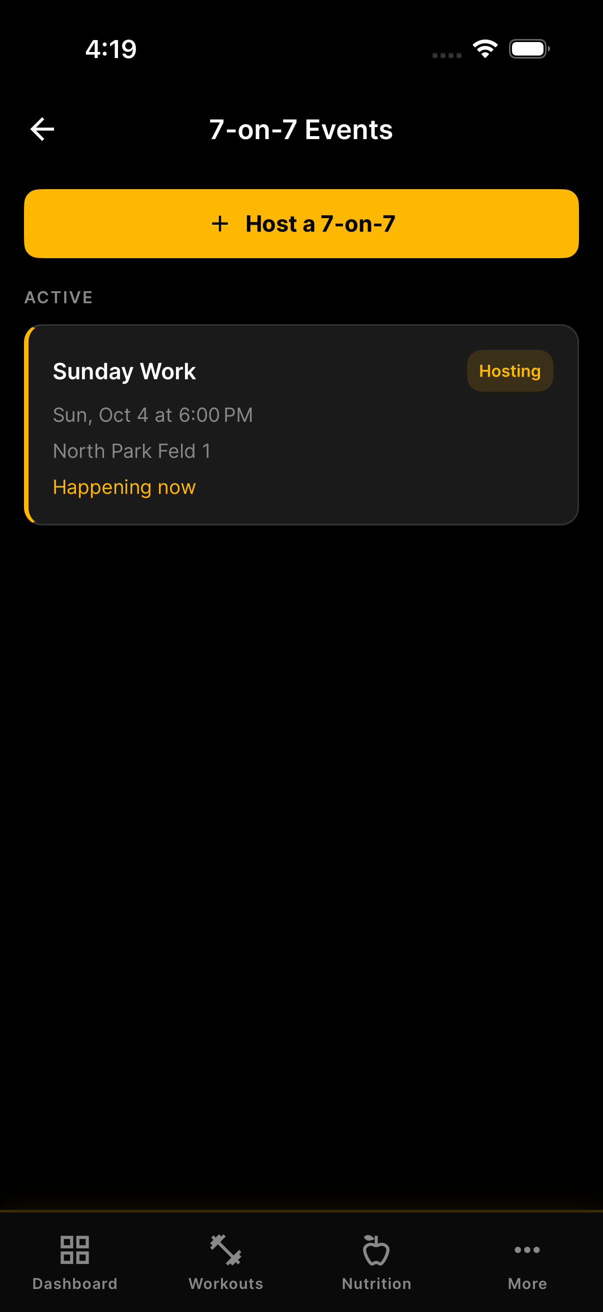 7-on-7 events list in WolfTrack